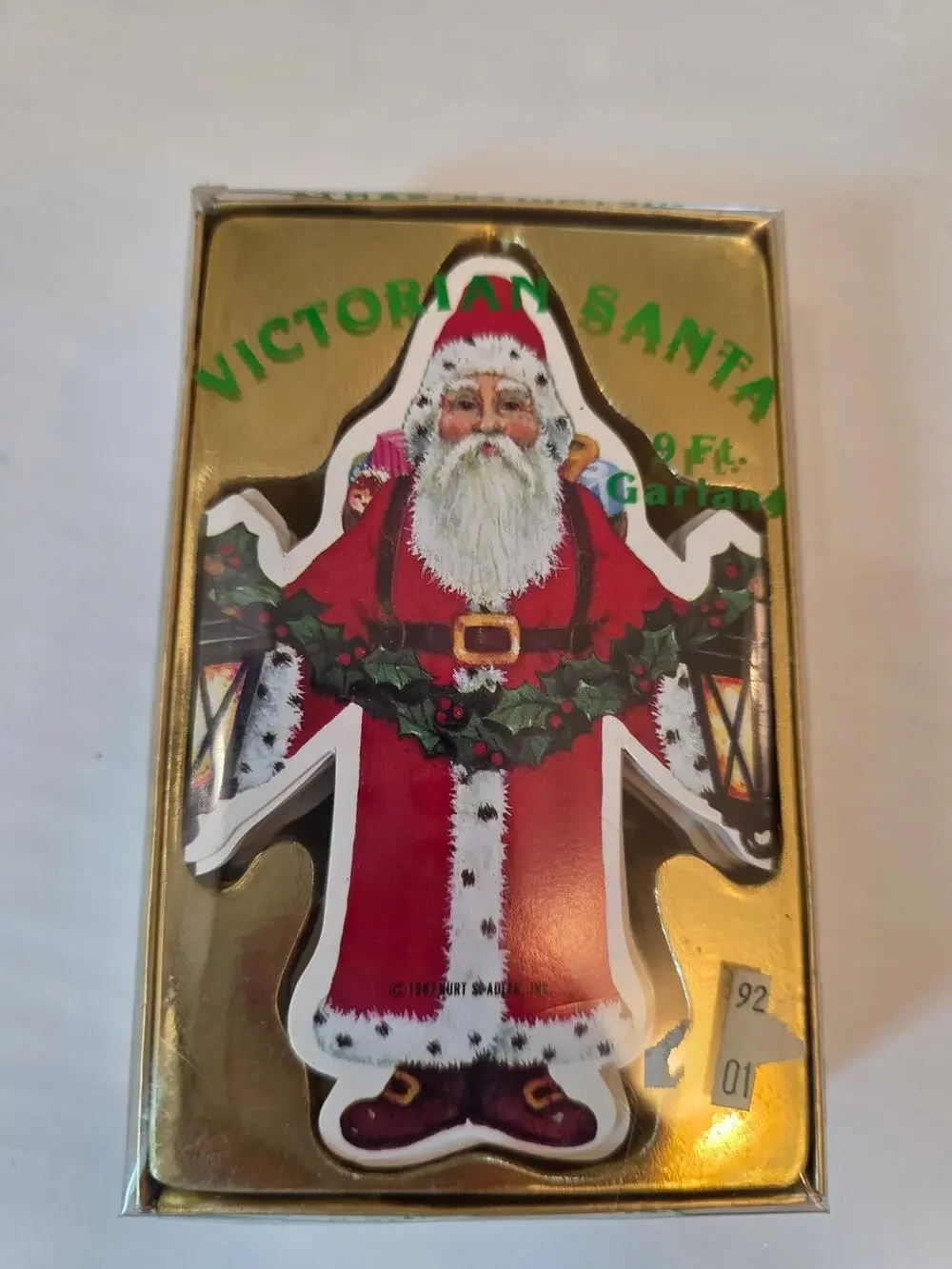 Kurt S. Adler Victorian Santa 9 Ft. Garland Printed in Taiwan NIB.